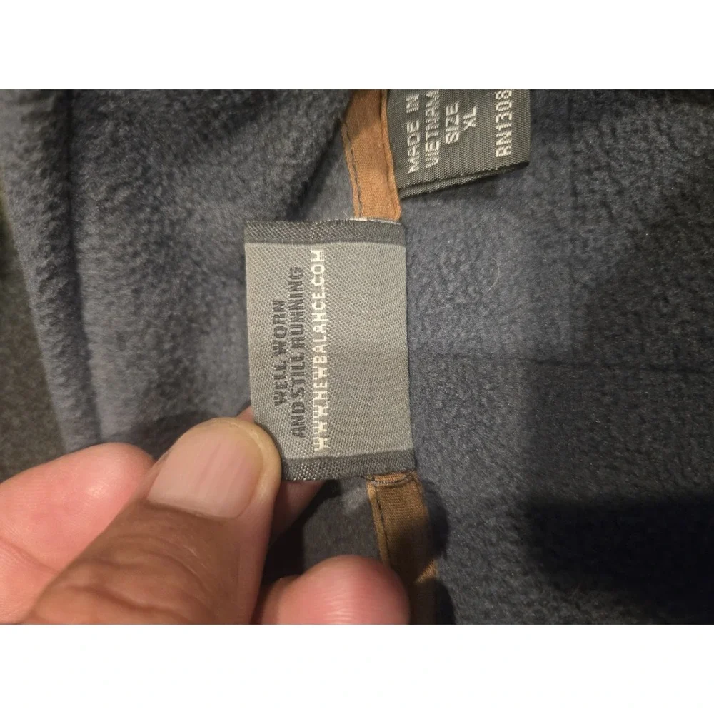 New Balance Men's XL Hybrid Fleece Jacket Quilted Full Zip Blue Gray Orange EUC